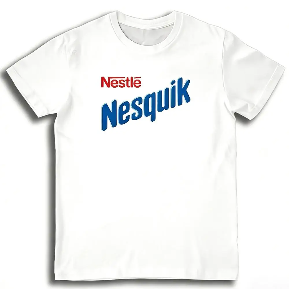 Camiseta Nesquik Chocolate Milk estilo Harajuku, Top de manga corta con cuello redondo, ropa de calle informal Vintage para hombres y mujeres, camiseta Y2K