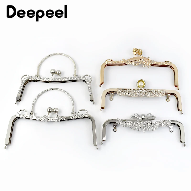 1Pc Deepeel Metal Embossed Bag Handles Retro Kiss Clasp Handmade Sewing Brackets Handbag Purse Frame Handle Hardware Accessories