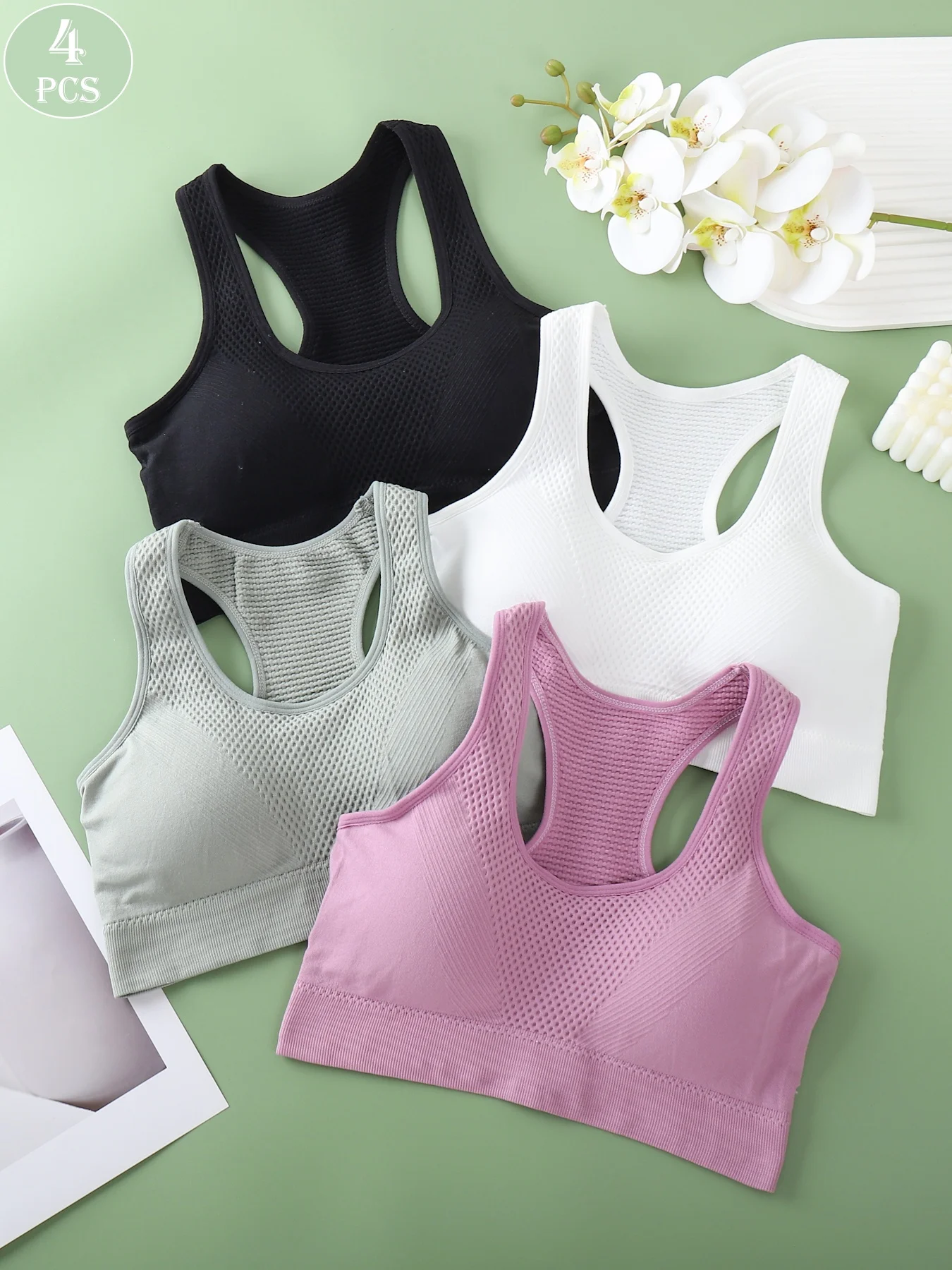 1Pcs - Women's Seamless Sports Bra - Plain and Simple Design - Skin-Friendly and Absorbent - Does Not Shed or Fade - Breathable and Comfortable - Good Support - Suitable for Sports, Running, Fitness,  image 5