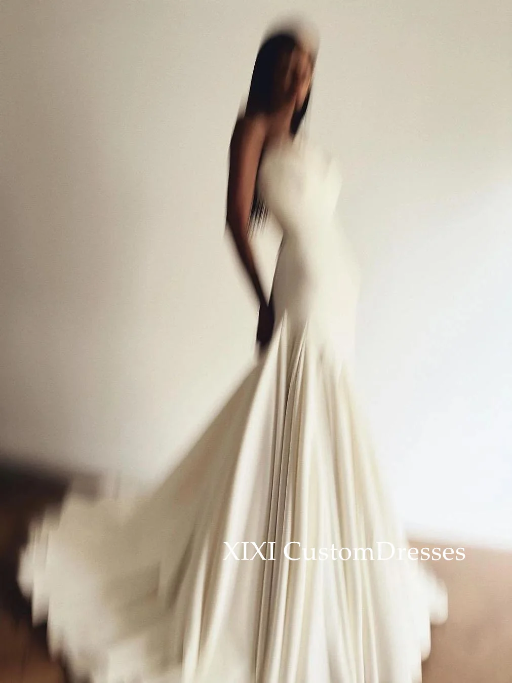 Xixi ชุดนางเงือกชุดเกาะอกแต่งระบายแบบเรียบง่ายชุดงานพรอมชุดราตรีออกงานกลางคืน