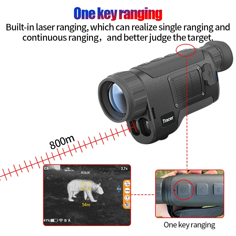 Tracer 35LRF Pro kamera termowizyjna do polowania na podczerwień monokularowy teleskop termowizyjny wbudowany ręczny dalmierz laserowy