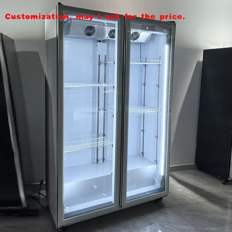 custom.Layers Shelves Supermarket Single Glass Door LED Light Drink Beverage  Commercial Cold Drink Refrigerator in White Color