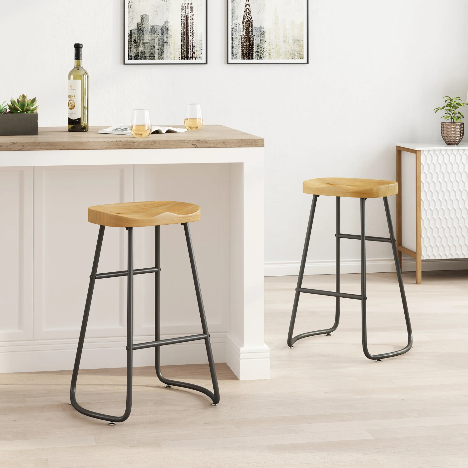 

29.52" Stylish and Minimalist Bar Stools Set of 2, Counter Height Bar Stools, for Kitchen Island, Coffee Shop, Bar, Home Balcony