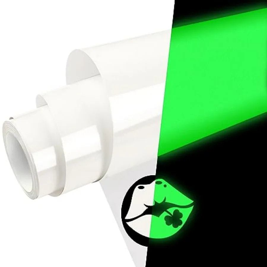White Glow in the Dark Vinyl, Glow in the Dark Permanent Adhesive Vinyl Roll for Wrap, Stickers, Decal, Lettering, 2