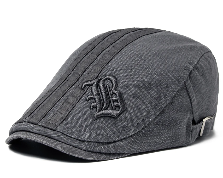 CNTANG Neue Männer Baskenmütze Mode Stickerei Flache Kappe Sommer Visier Für Männliche Mode Vintage Baumwolle Casual Berets Einstellbar – Detail 1