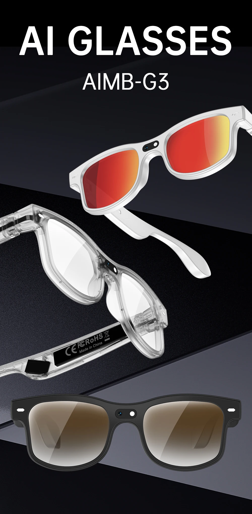 

Smart glasses camera HD translation IP67 waterproof touch control silent video recording smartphone