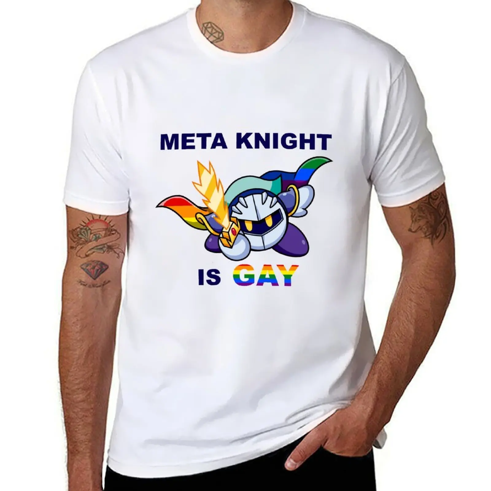 

Meta Knight is GAY (v2) T-Shirt t shirt man casual man t shirt cotton T-Shirt