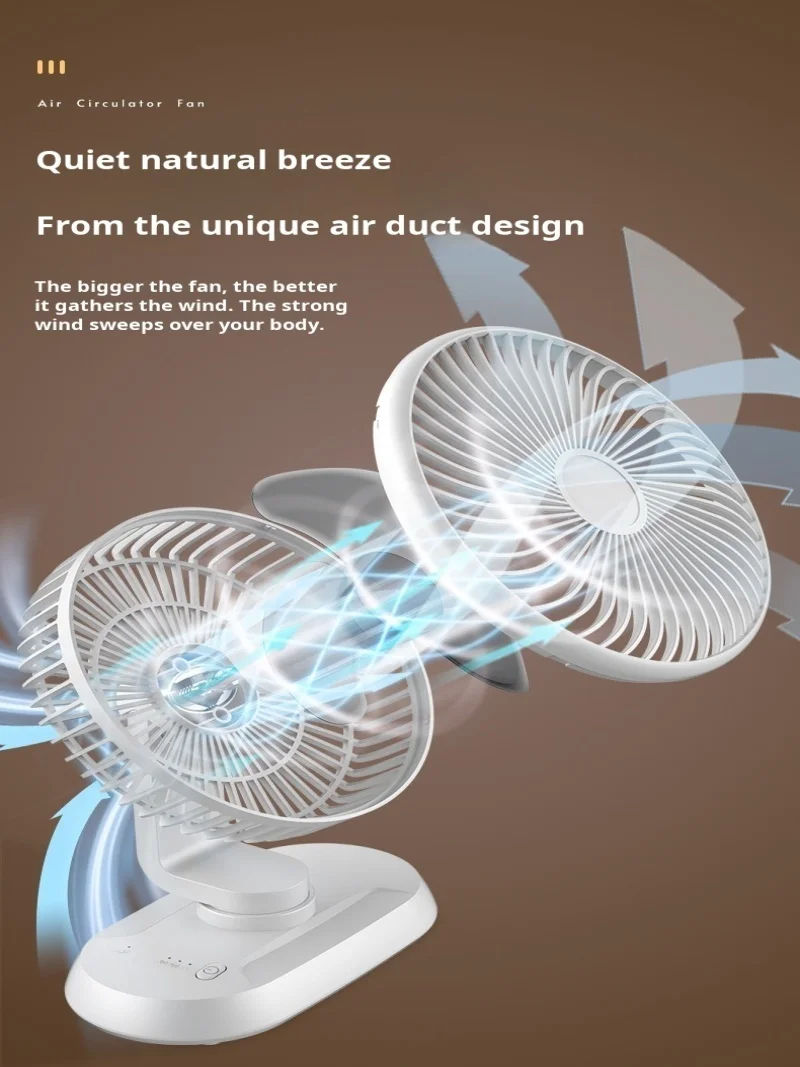 Rocking desktop fan Outdoor home wallmounted long life rechargeable desktop camping fan