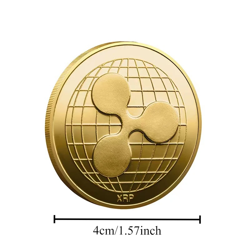Ripple Coin XRP Coin Gold Silver Plated Crypto Ripple XRP Coin with Plastic Case Commemorative Coin Art Collection Souvenir Gift