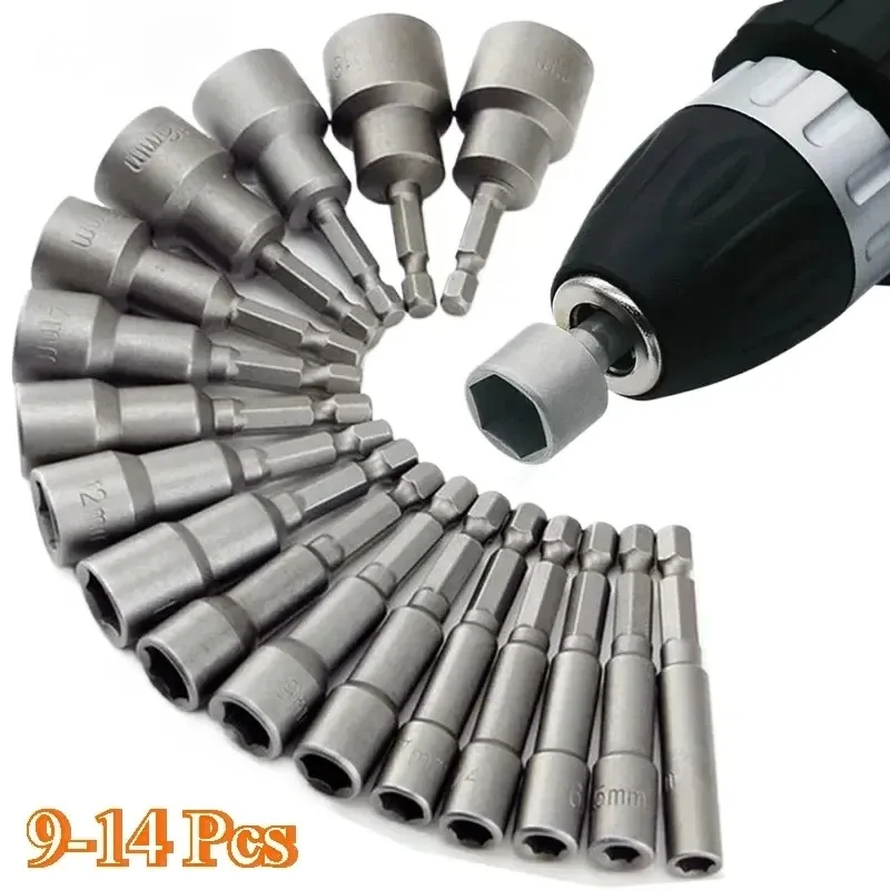 

9-14PCS 5-13mm Hex Socket Wrench Set Nut Driver Screwdriver Bits Sleeve Nozzles Tool Kit for Automotive DIY Wrenches