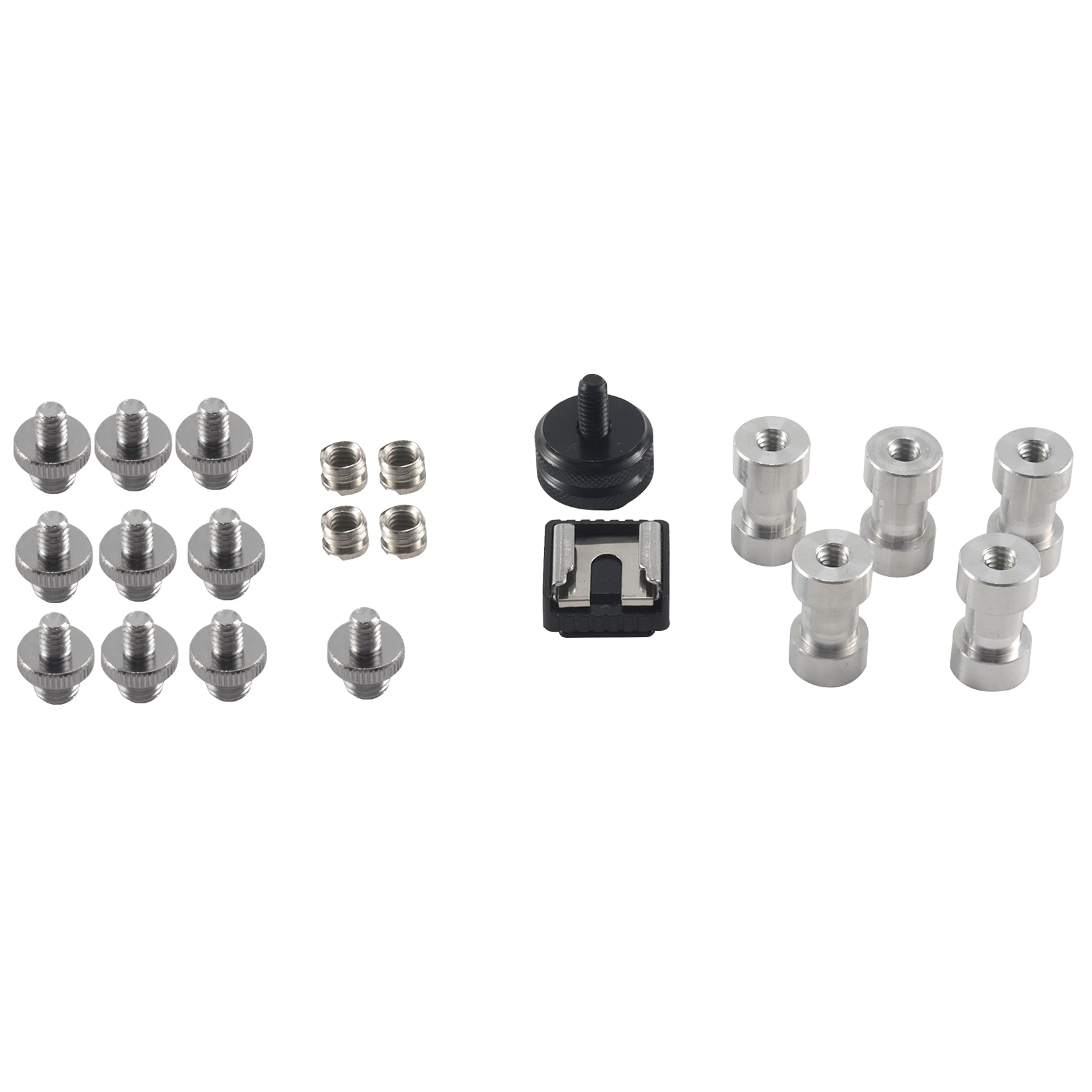 

Camera Screw, 22 Pcs 1/4 Inch and 3/8 Inch Converter Threaded Screws Adapter Mount Camera Hot Shoe Mount to 1/4 Set for