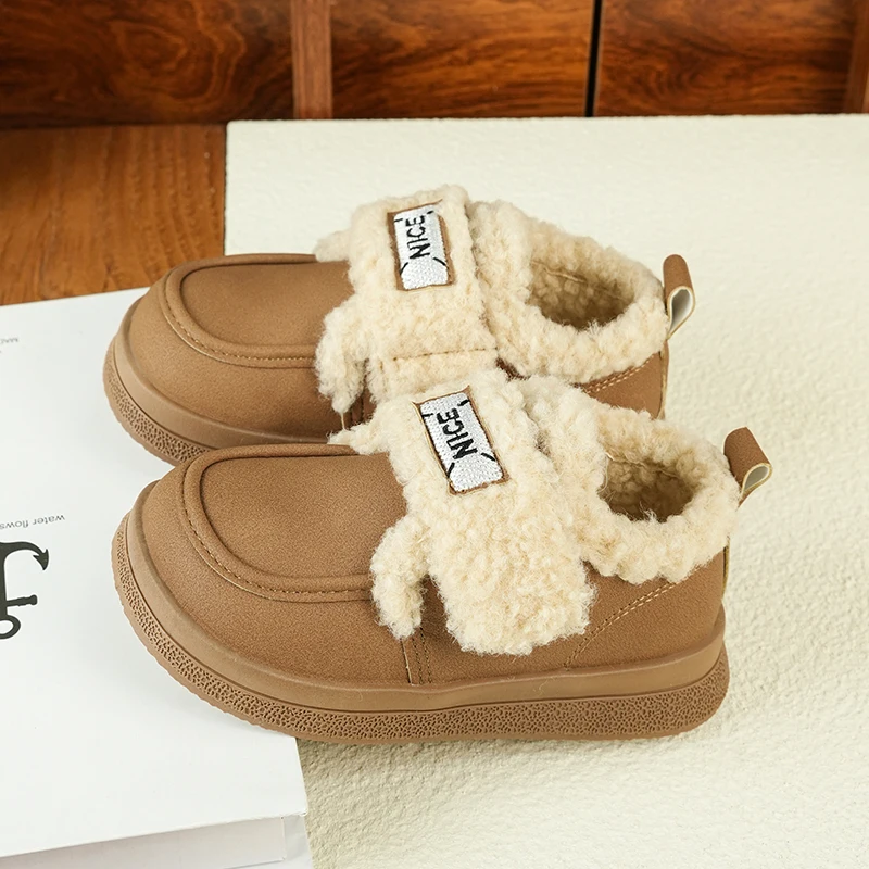 

2025 г., детская хлопковая обувь, новая зимняя модная плюшевая повседневная обувь для девочек, удобная утолщенная теплая обувь на мягкой подошве
