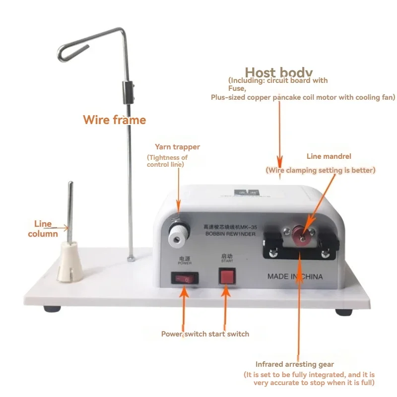 Bobinadora de hilo de coser, máquina de bobinado electrónico, MK-35, perforadora de núcleo de hilo de bordar