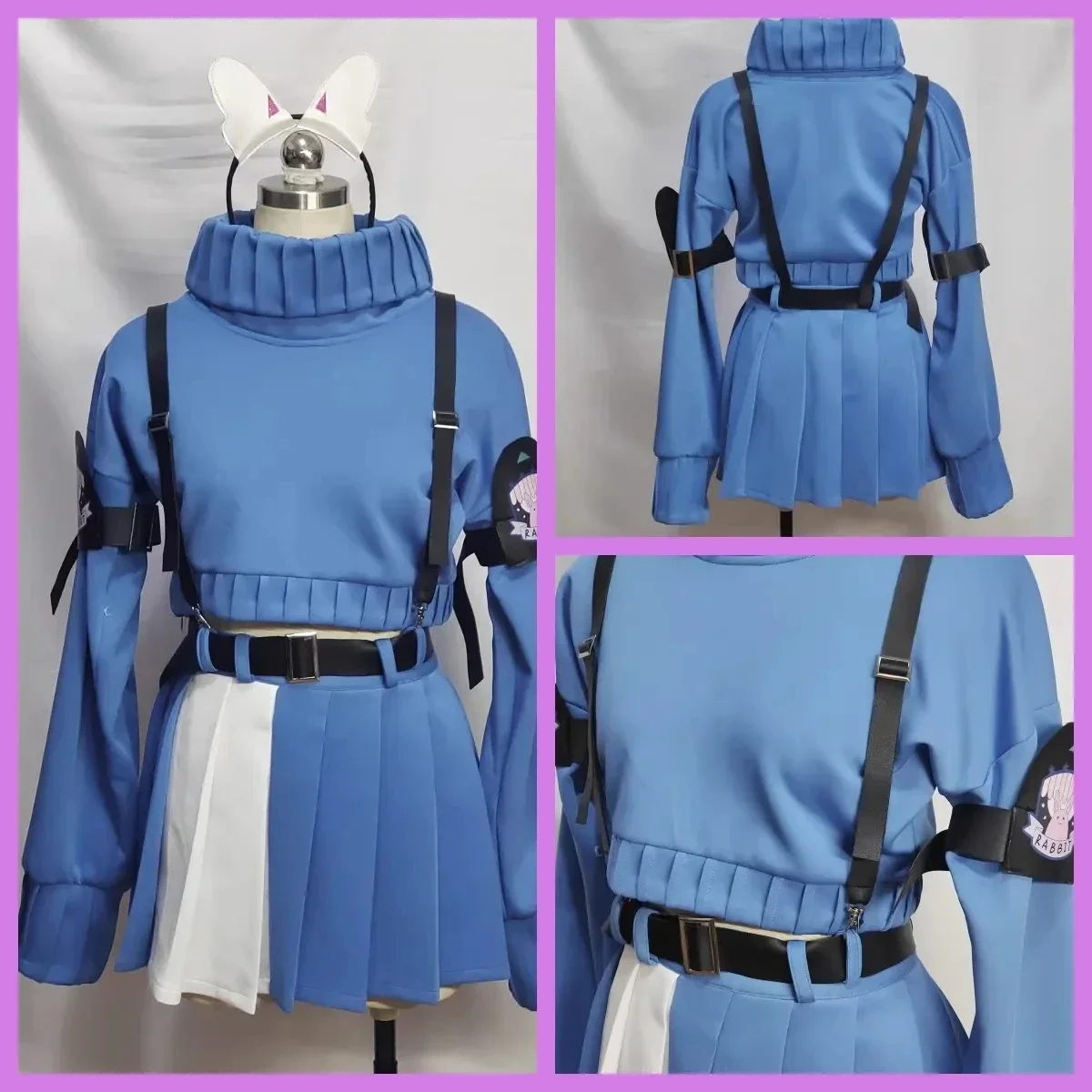 Jogo Azul Arquivo KAZEKURA Cosplay Costume para Mulheres, Terno de festa, Saias Top, Uniforme, Interpretação de Halloween, Peruca, Sapatos, Anime