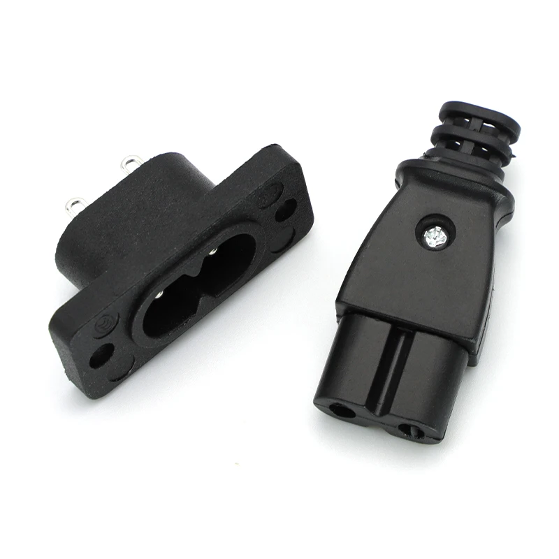 1/2Pcs C8 male power socket C7 female plug power outlet embedded electric connector connector AC 2.5A 250V 8-shaped Plug Socket