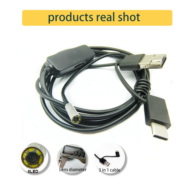 1MP 3.9mm FOV140° wide-angle mechanical inspection endoscope for precision instrument inspection 1.5m 3-in-1 soft cord endoscope