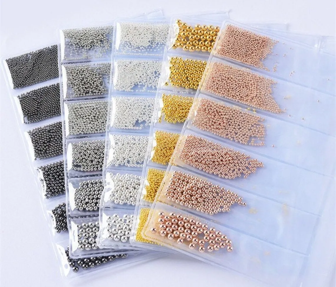 6grids/pack Metal Beads 3D Steel Bead Caviar Beads 3D Mini Micro Ball Nail Art Charms 1MM 1.5MM 2MM Metallic Ball Decoratons