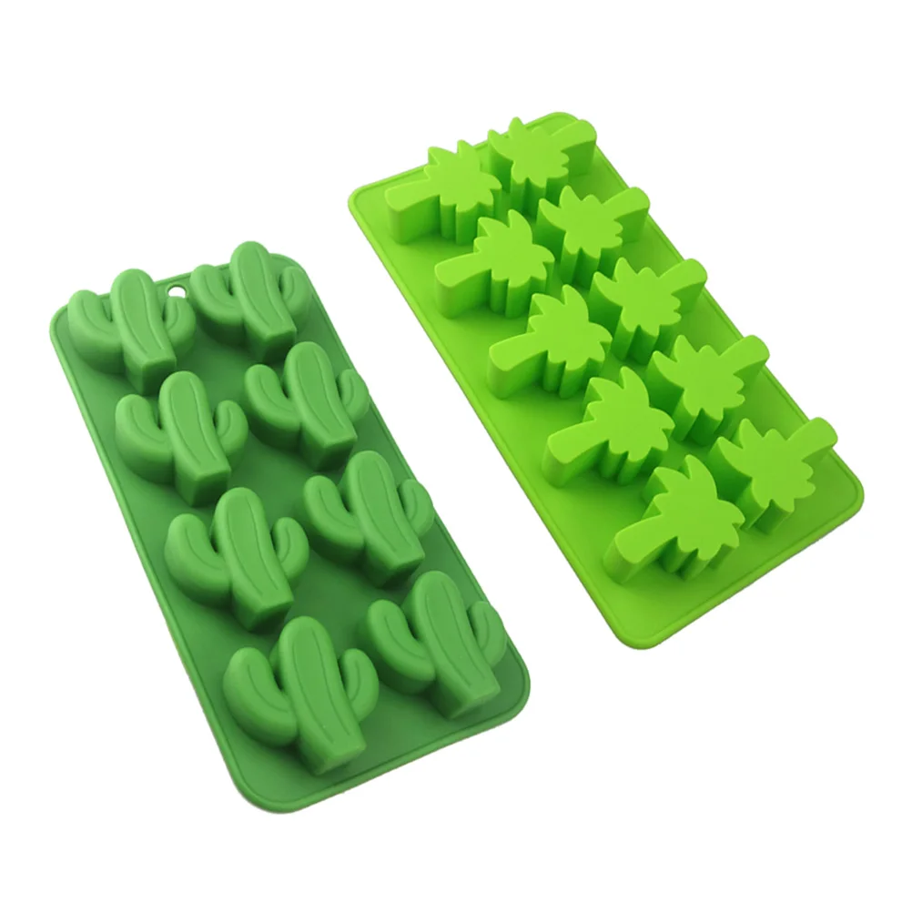 

2Pcs Silicone Cake Mold Brownie Kitchen Accessories Heat Resistant Oven Safe Cactus Coconut Tree Shape Baking Molds Dessert Tool