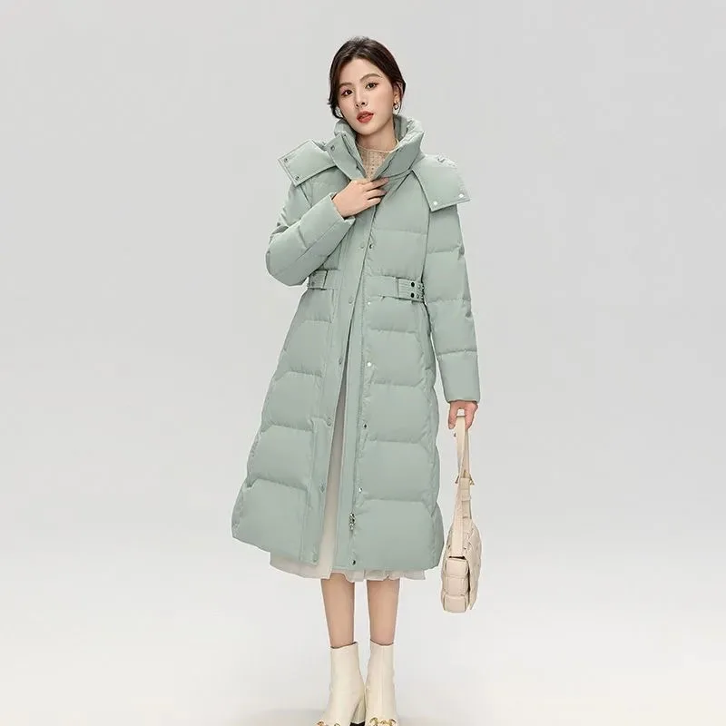 Cappotto 2025 Piumino da donna caldo con cappuccio di nuova moda Piumino da donna invernale in piumino d'anatra bianco addensato di alta qualità H373