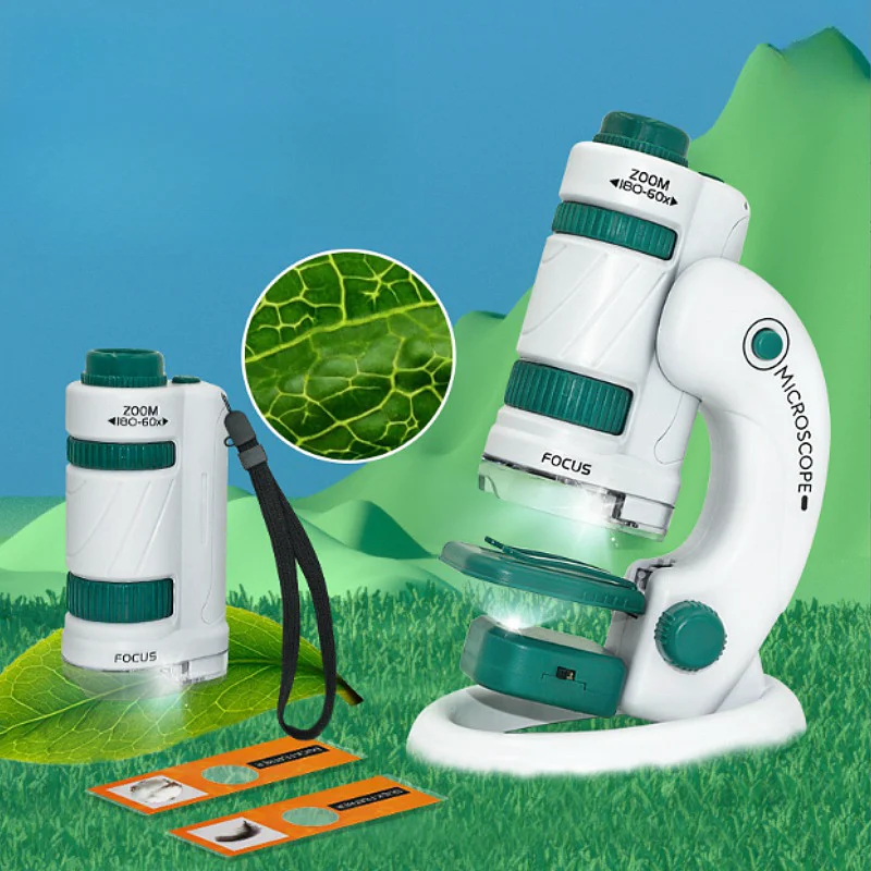 

Handheld Microscope Biology Children's Microscope Portable Educational Toy Children's Science Experiment Dry Set 60X-120X/180X