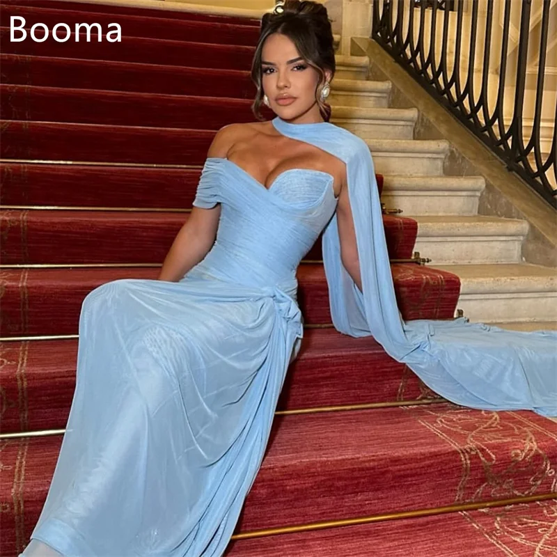 Booma فساتين سهرة بسيطة بحورية البحر باللون الأزرق قبالة الكتف فساتين رسمية للنساء فساتين حفلات أنيقة مصنوعة حسب الطلب 2025