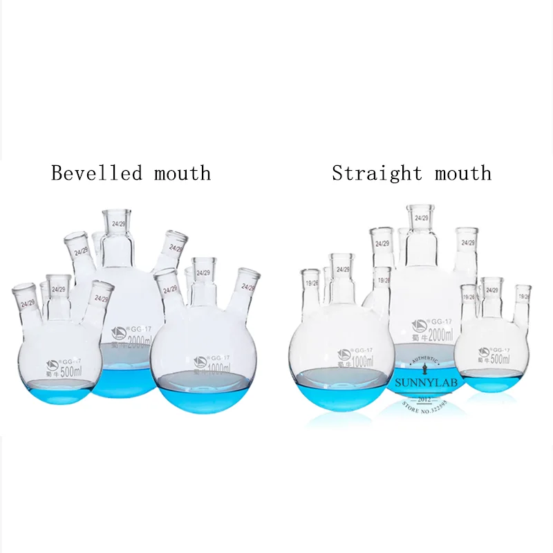 1piece 100ml-2000ml Laboratory High Borosilicate Glass Four-seater Distillation Flask for Chemistry Kits