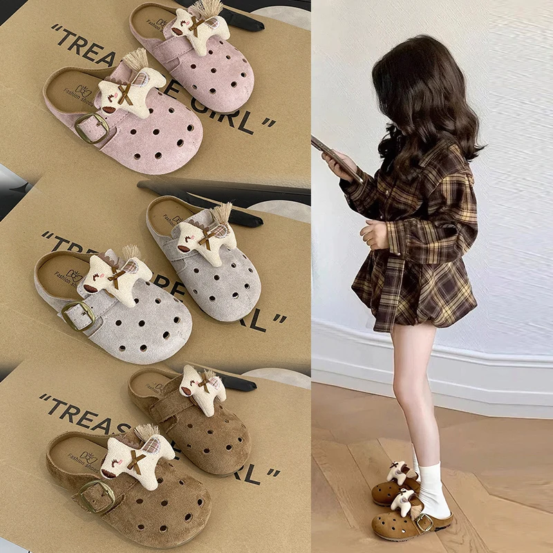 

Korean-style New Children's Sandals Comfort Summer Hollow-out Ventilated Shoes Child Versatile Suede Kids Sandals Anti-slippery