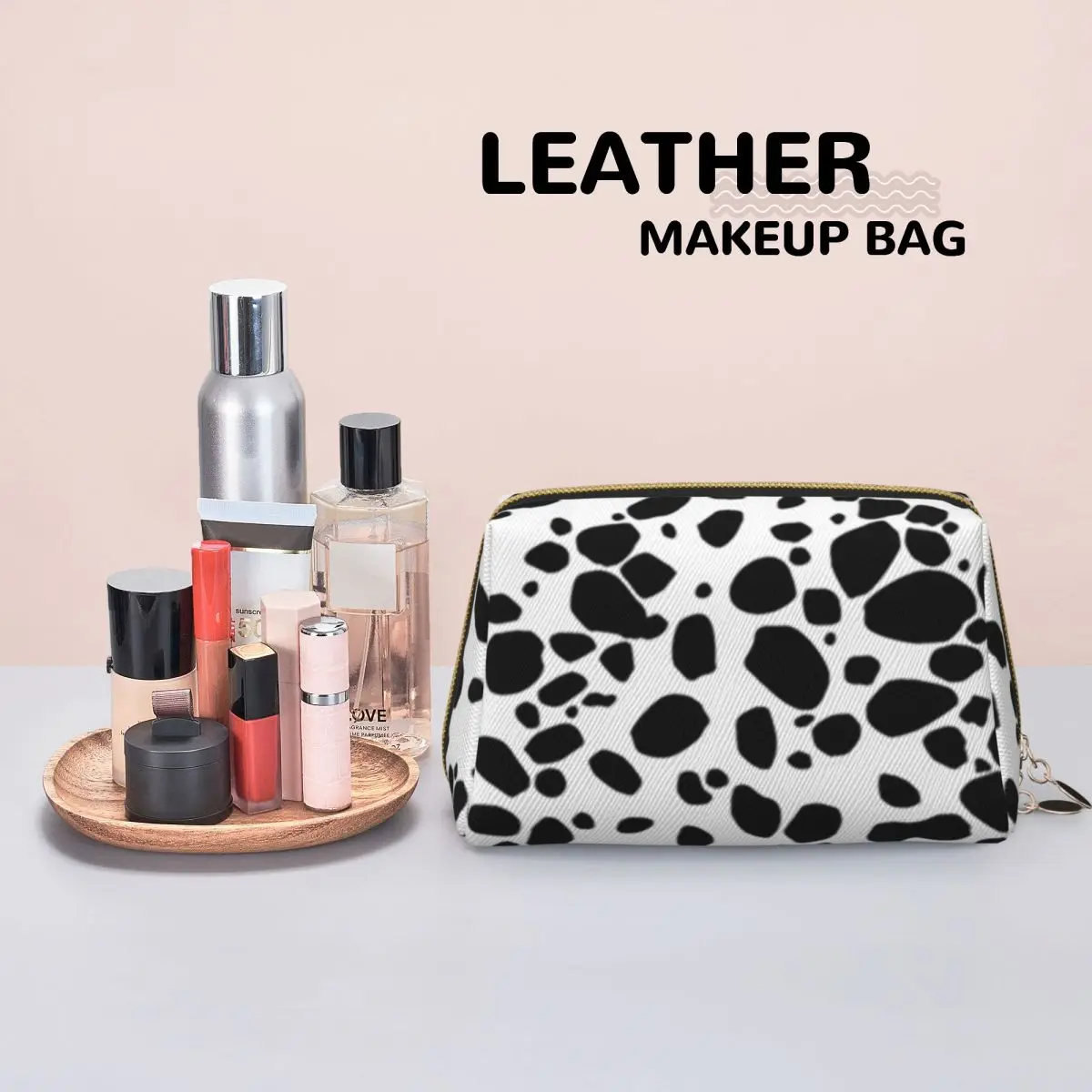 Dalmatian Dog Texture Women Cosmetic Bag Travel Makeup Organizer Pouch Toiletry Storage Dopp Kit Case