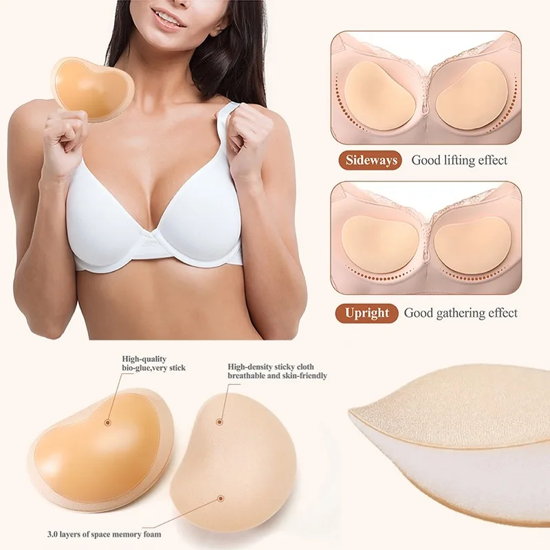 Silicone Bra Pads Self-Adhesive Bra Pad Insert Removable Adhesive Breast Enhancement Pads Breast Lifter for Bikini Swimsuit