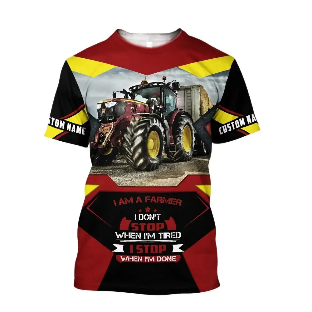 

3D Tractor Printing Plus-size Men's and Women's T-shirt Farmers Uniform Harajuku Casual Round Sport Quick Drying Breathable