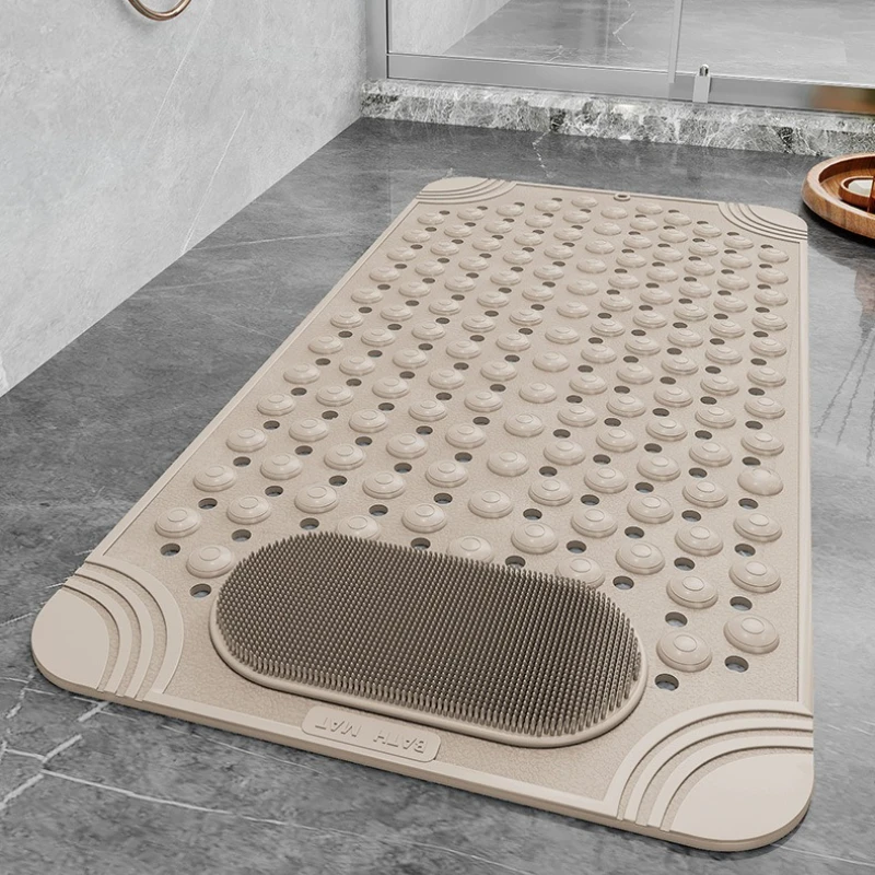 

Non Slip Shower Mat Bathroom Floor Rug Anti Skid PVC Bath Mat with Suction Cups Quick Drain Foot Scrubber Large Bathtub Spa