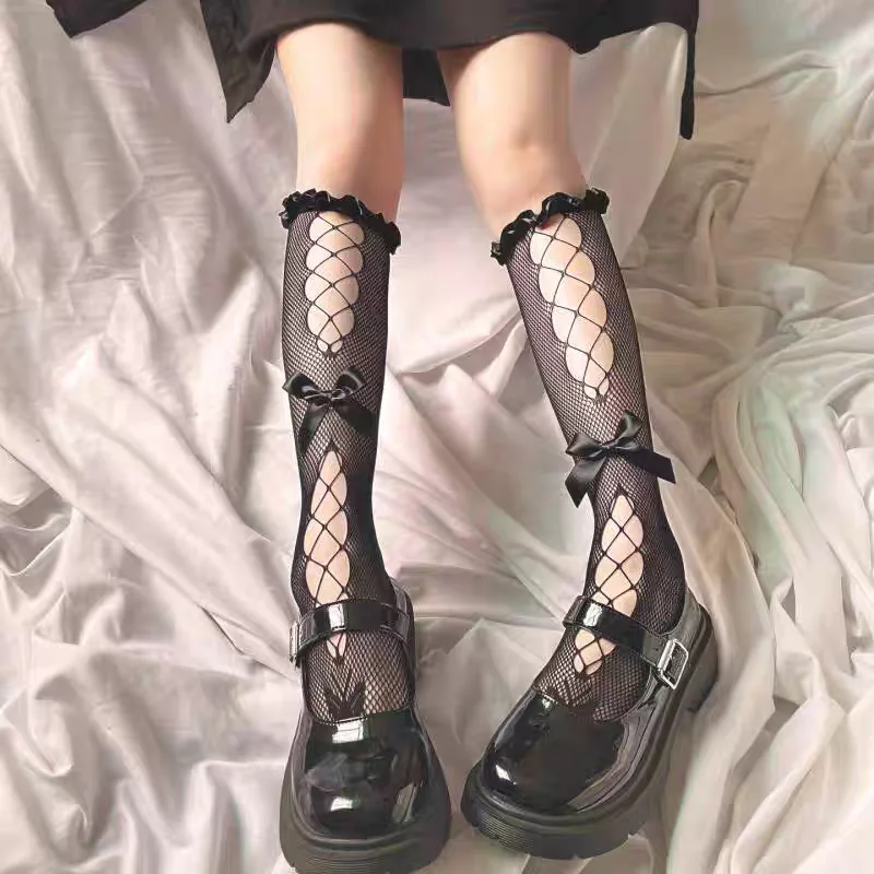 Japanese Lolita Calf Stockings Bow Lace Cute Slim Fit Rojita Fishnet Hosiery Spring And Summer Sexy Skinny Leg Socks For Women