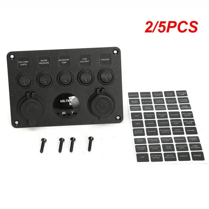 

2/5PCS Rocker Switch Panel For Truck Camper RV Yacht Marine Car Dual USB Slot Socket Digital Voltmeter Voltage Display