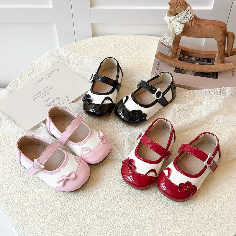 

2025 Autumn Winter New Children Leather Shoes for Girls Fashion Korean Style Soft Bottom Anti-slippery Versatile Princess Shoes