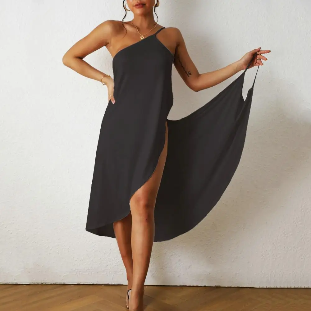 Vestido con hombros descubiertos para mujer, elegante vestido de playa sin mangas con hombros descubiertos, pareo de Bikini con diseño cruzado envuelto para vacaciones