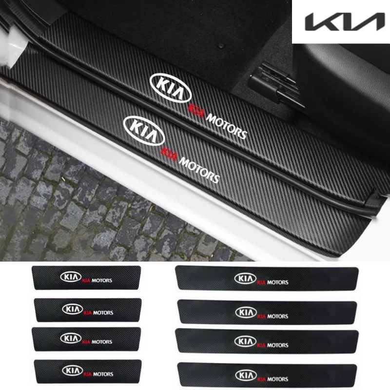 

Car threshold strips for Kia STINGER Seltos K5 RIO Sorento Ceed Forte logo car threshold guard carbon fiber sticker accessories