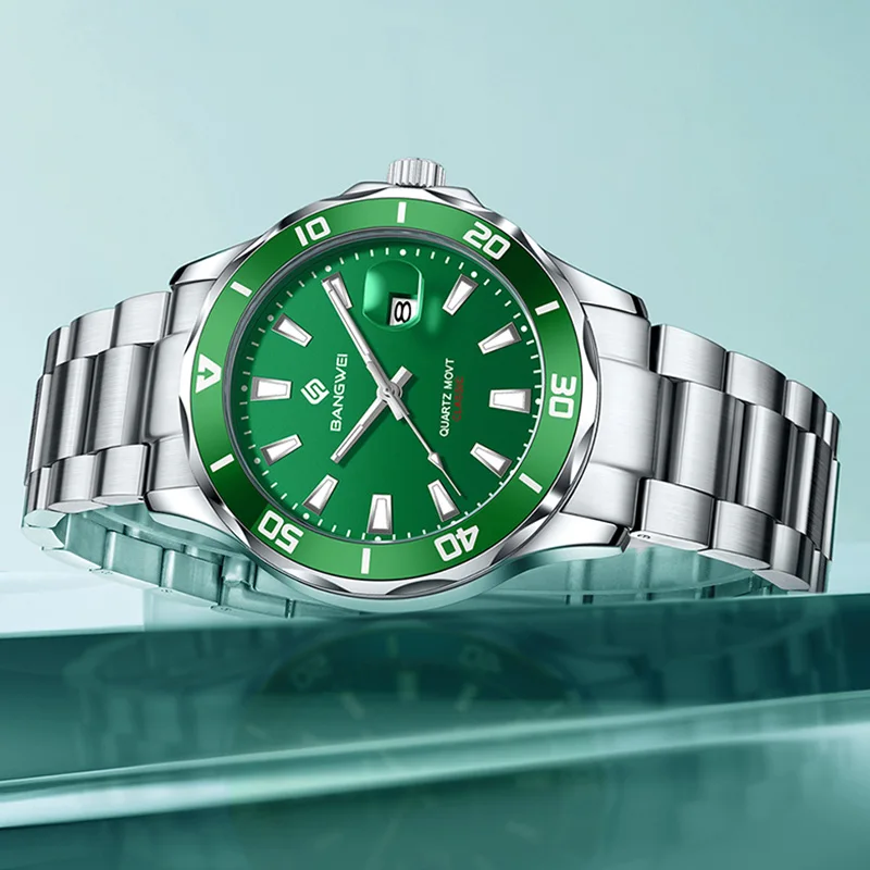 BANGWEI Top Brand Luxury Men Quartz Watch Waterproof Date Male Clock Stainless Steel Business Mens Watches Relogio Masculino+BOX