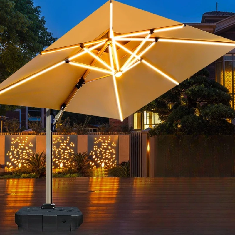 

Outdoor Parasol Garden Umbrella Large Sun Umbrella Shed LED Light Strip Villa Garden Outdoor Balcony Commercial Roman Umbrella