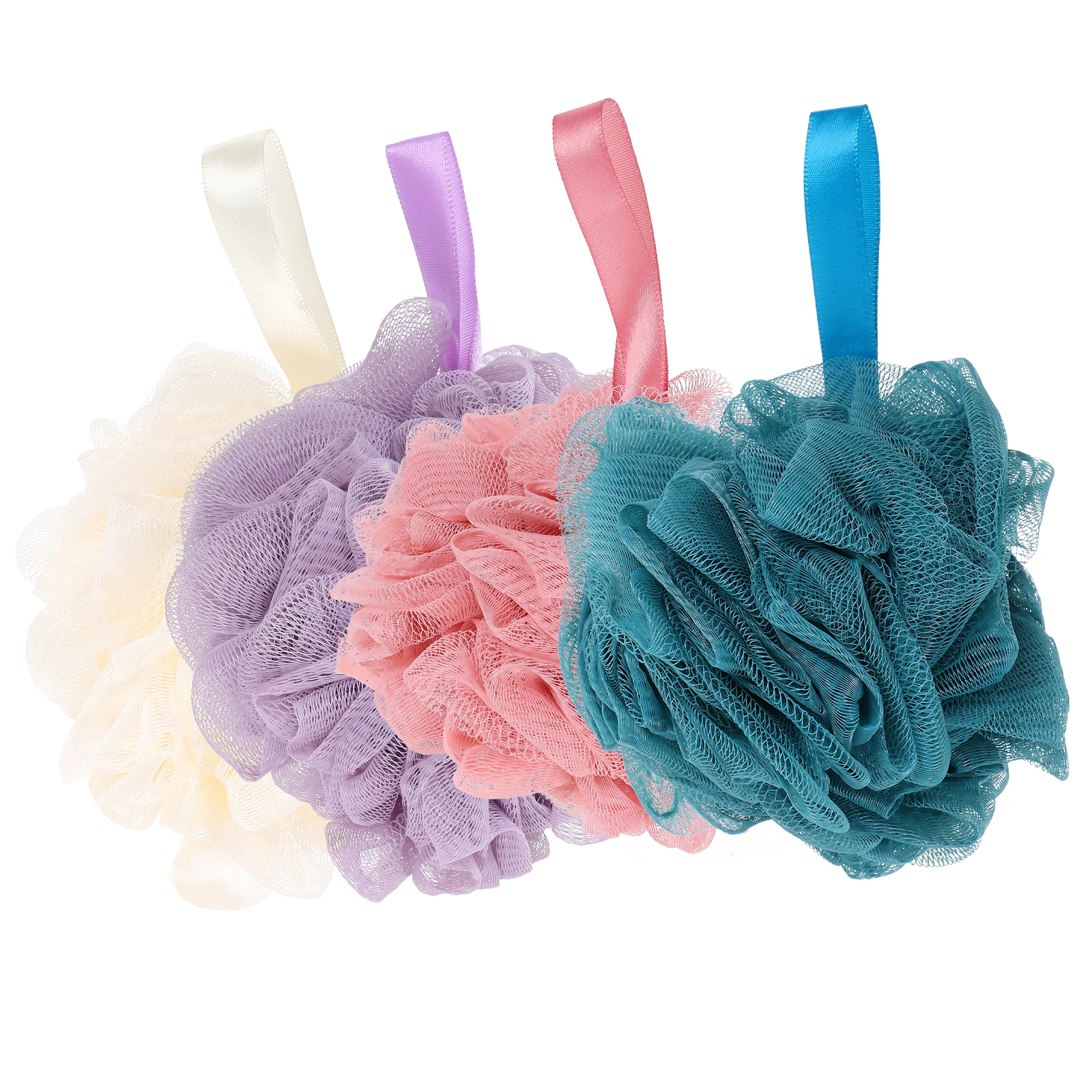 

4pcs Shower Ball Bath Scrubber PE Mesh Material Loofah Exfoliating Skin Cleaning Body Foaming Wash Safe Non Irritating