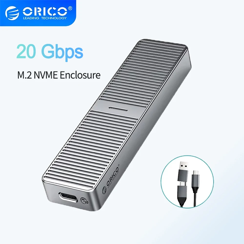 

ORICO 20 Гбит/с M2 NVMe SSD Корпус M.2 NVME SSD Корпус Адаптер USB 3.2 Type-C Gen2 Внешний корпус со встроенным охлаждающим жилетом