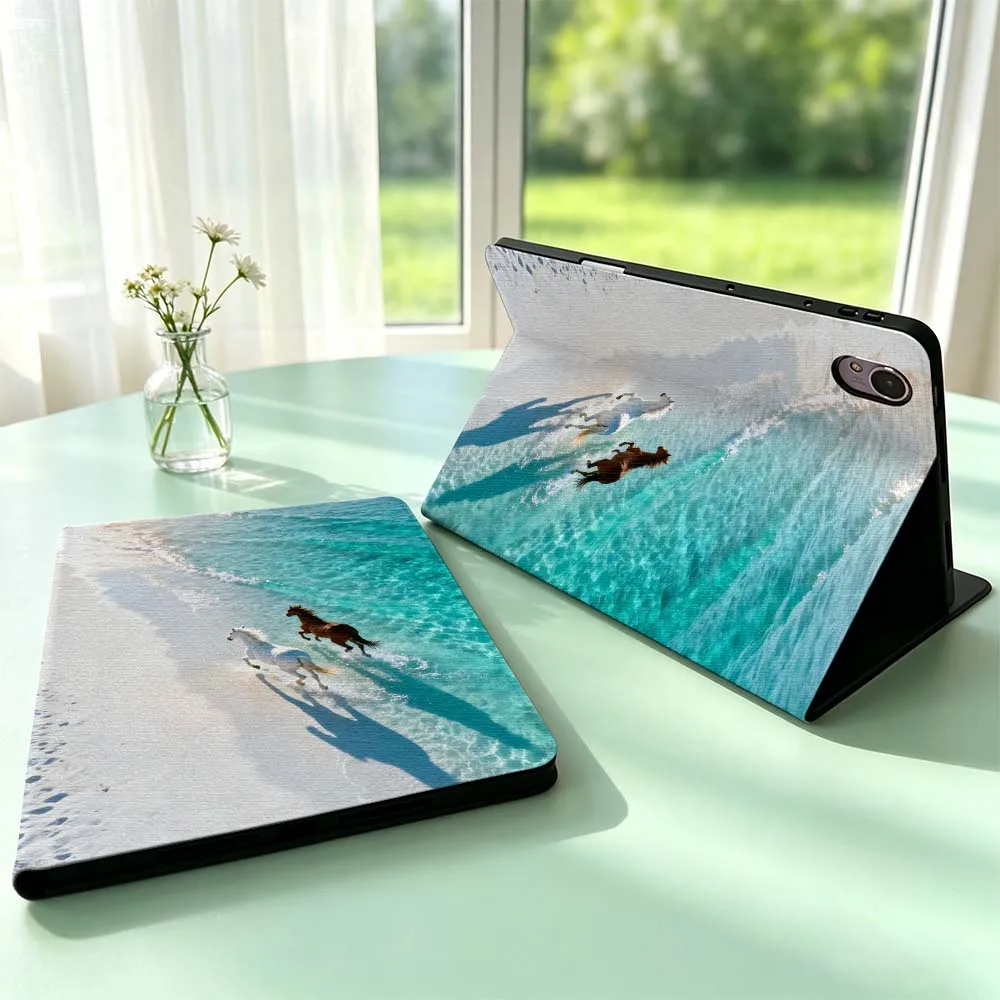 Blue Beach Horses Pen Tray For Huawei MediaPad MatePad Honor Pro V6 9 V8 X9 X 10 13.3 12.3 11 11.5 Inch Tablet Case