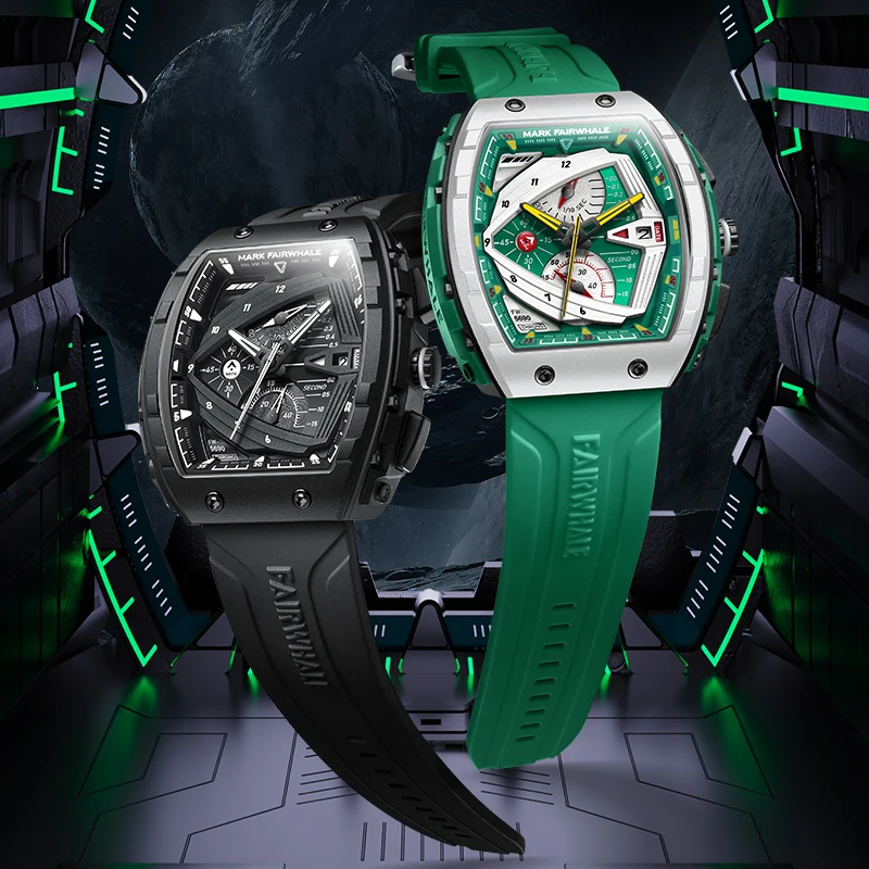 Mark Fairwhale Brand 5690 Fashion Sport Men Clock Silicone Band Quartz Watch Men Fashion Waterproof Chronograph Wriswatch