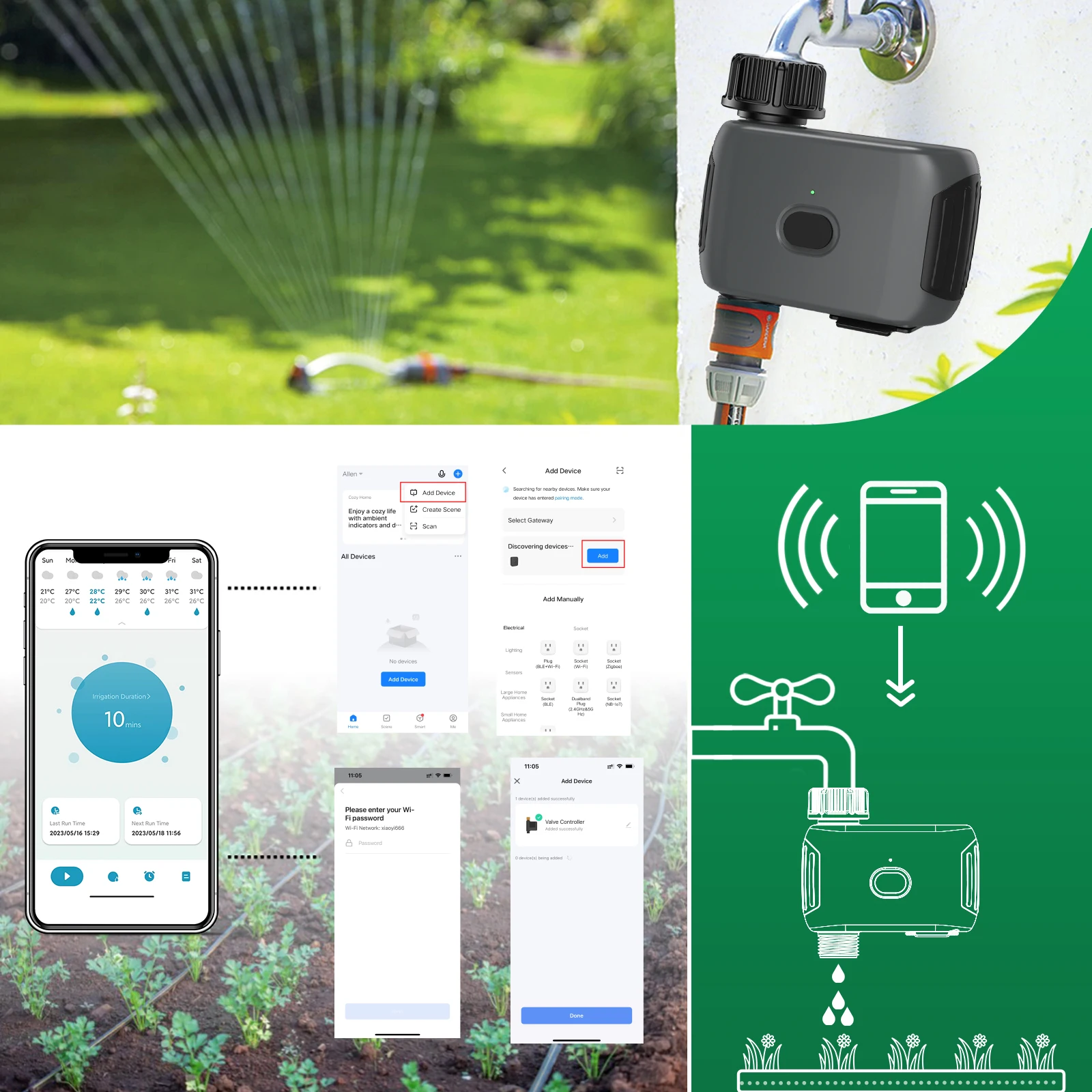 Insoma Wifi Sprinkler Timer Automatic Irrigation System Remote Control Smart Water Timer for Garden Lawn Outdoor Faucet view 5