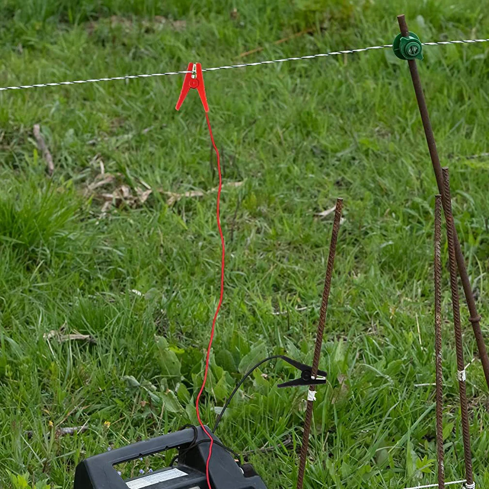 Cavo di collegamento per recinzione elettrica in rame per recinzione solare da 2 pezzi Cavo di collegamento per sistema di recinzione elettrica per fattoria rossa nera