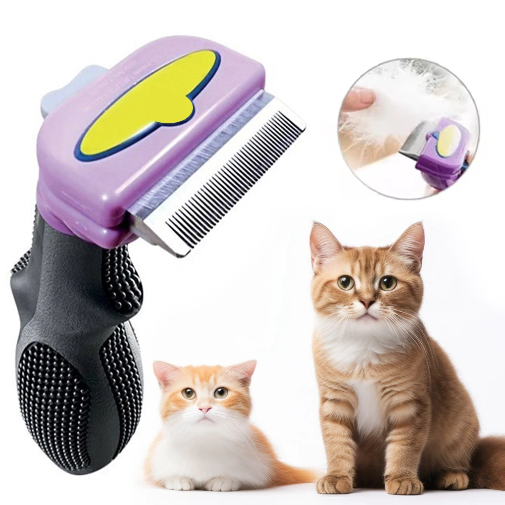 Pet Grooming Brush Cat Comb Shedding Rake Pet Hair Remover Brush Hair Grooming Tool Pet Fur Trimming Dematting Brush