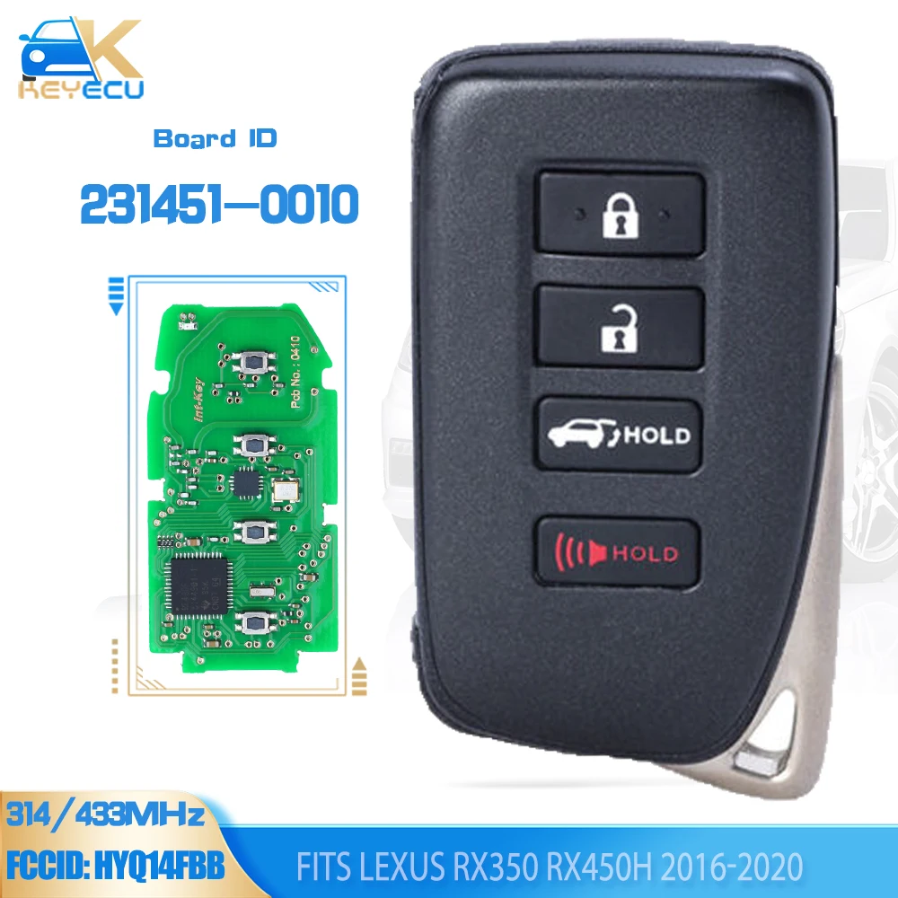 KEYECU 231451-0010 G HYQ14FBB 314.3/433MHz for Lexus RX350 RX450h 2016 2017 2018 2019 2020 Keyless Smart Remote Key Fob