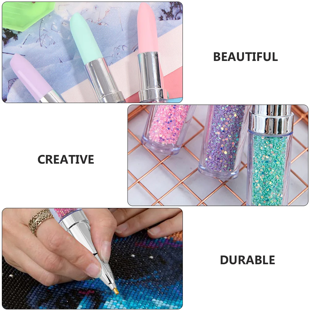 

4Pcs Ergonomic Lipstick Type Rhinestone Painting Pen Set Multi-Functional Craft Tool for Embroidery Nail Art DIY Kits