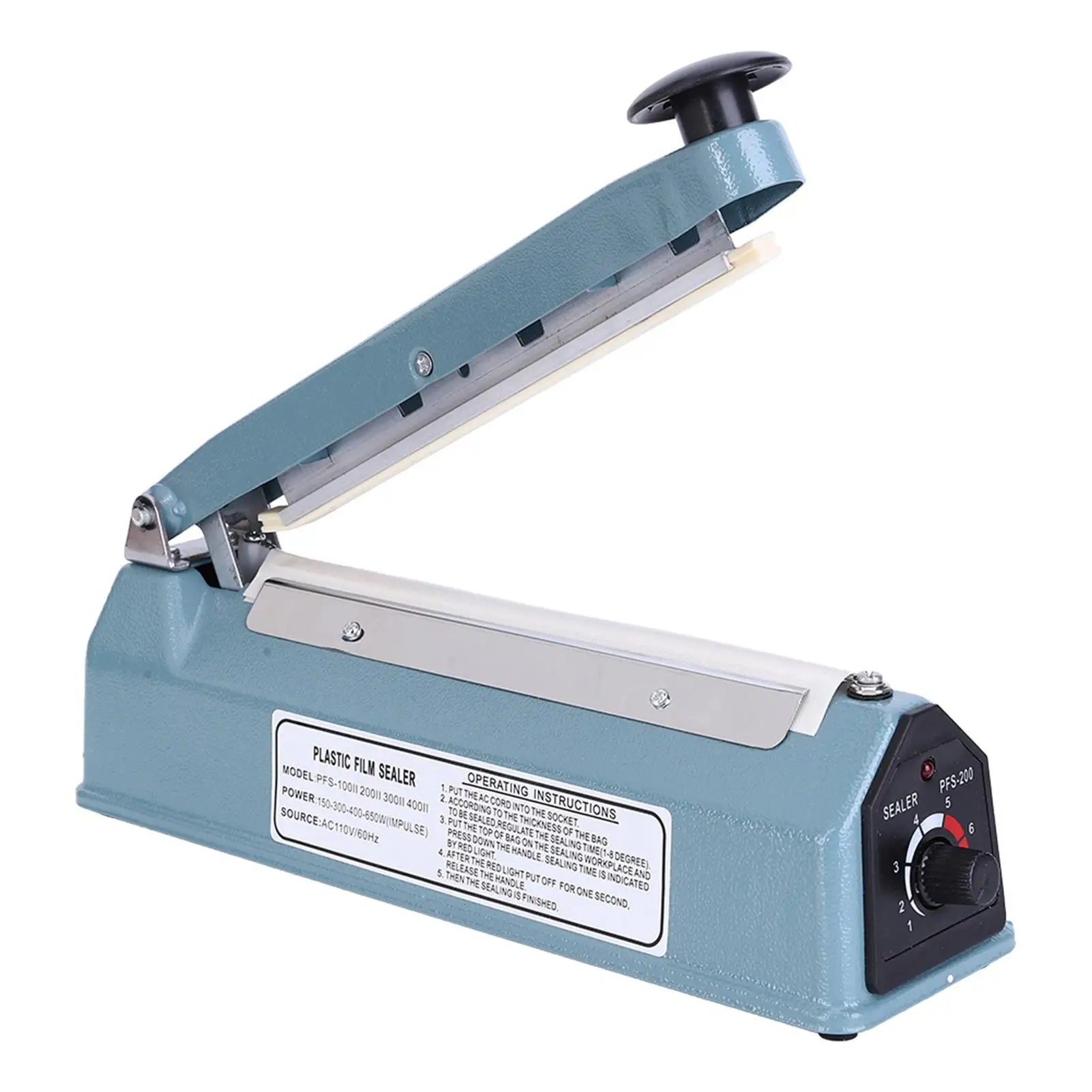 PFS-200I 300W 8 Inch Impulse Heat Sealing Machine Manual  Vacuum Sealing Plastic Packaging Bag Sealer