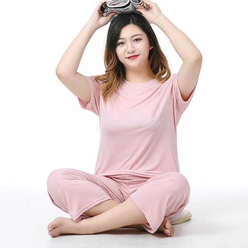 

Женские пижамы больших размеров XL-6XL, удобный комплект для сна из модала, летняя ночная одежда с коротким рукавом, домашняя одежда для женщин