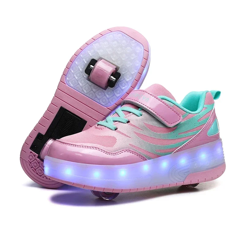 Girls Opening Roller Skating  Led Shoes Children's Birthday Gift Shoes Boys And Girls' Party Lighted Shoes Christmas Gift